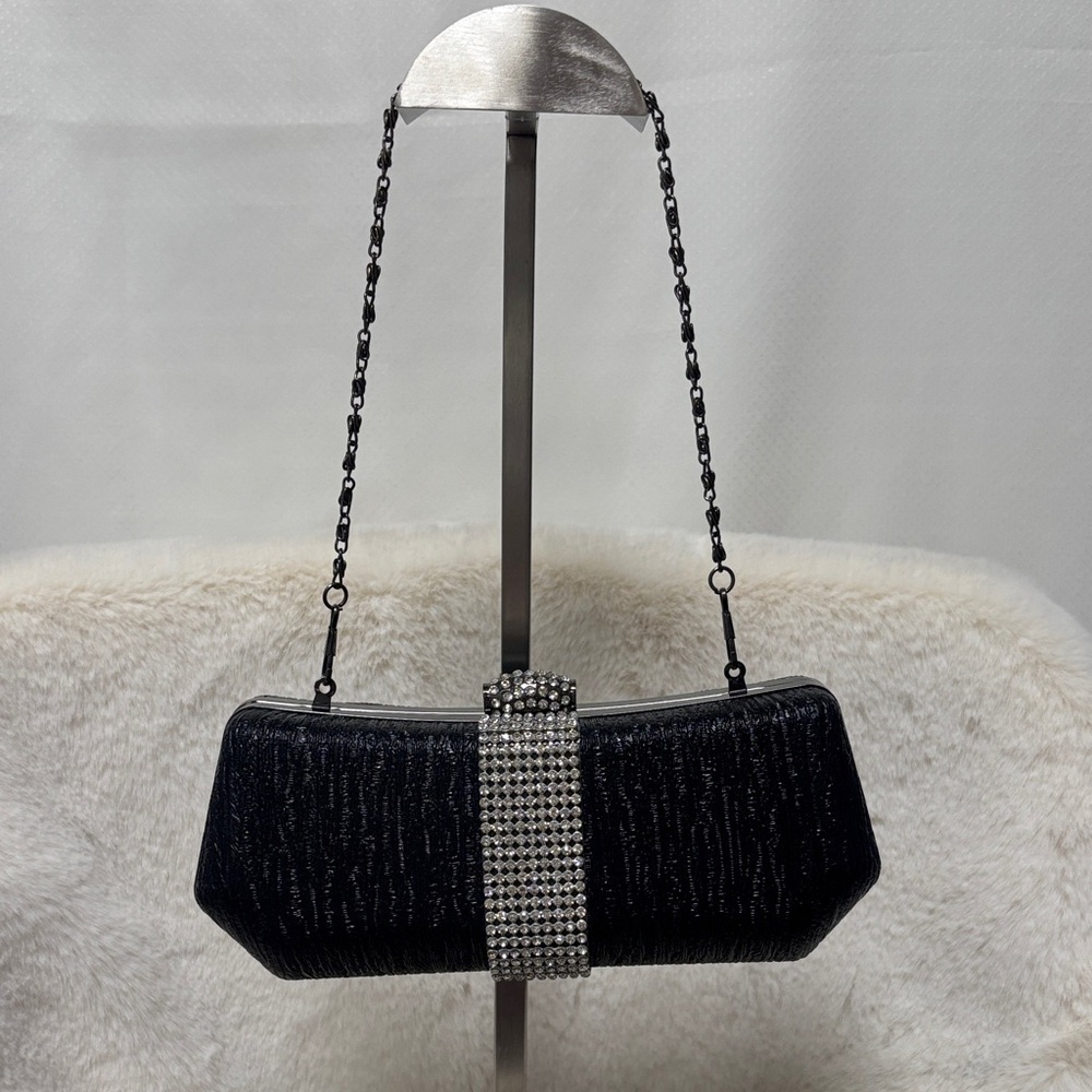 Elegant Black Clutch with Rhinestone Detail